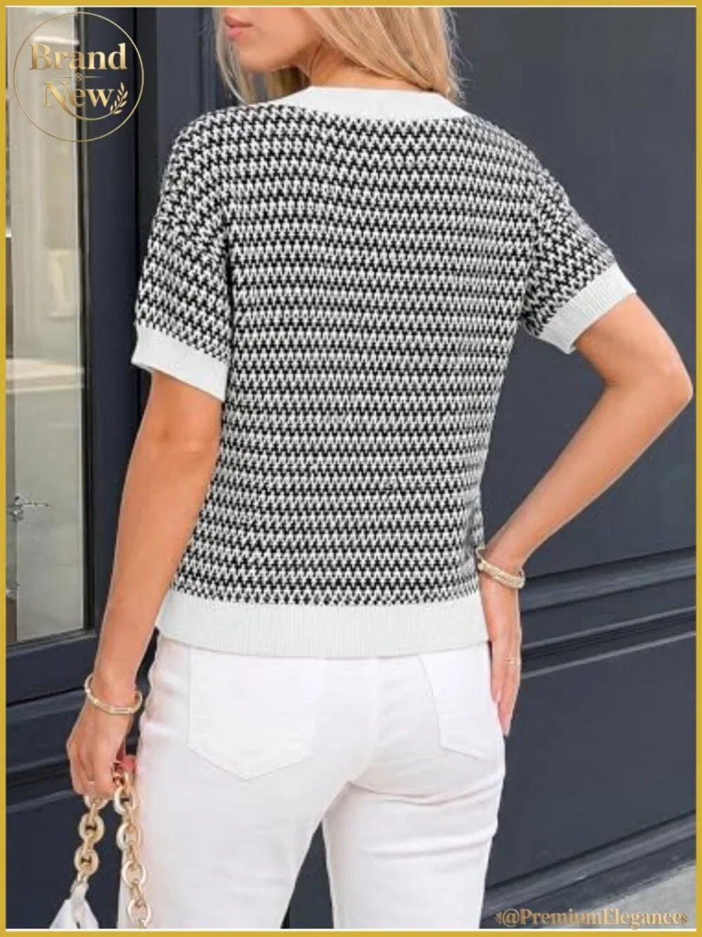 Women's Cropped V-Neck 100% Cotton Short Sleeve Lightweight Knit Sweater Top